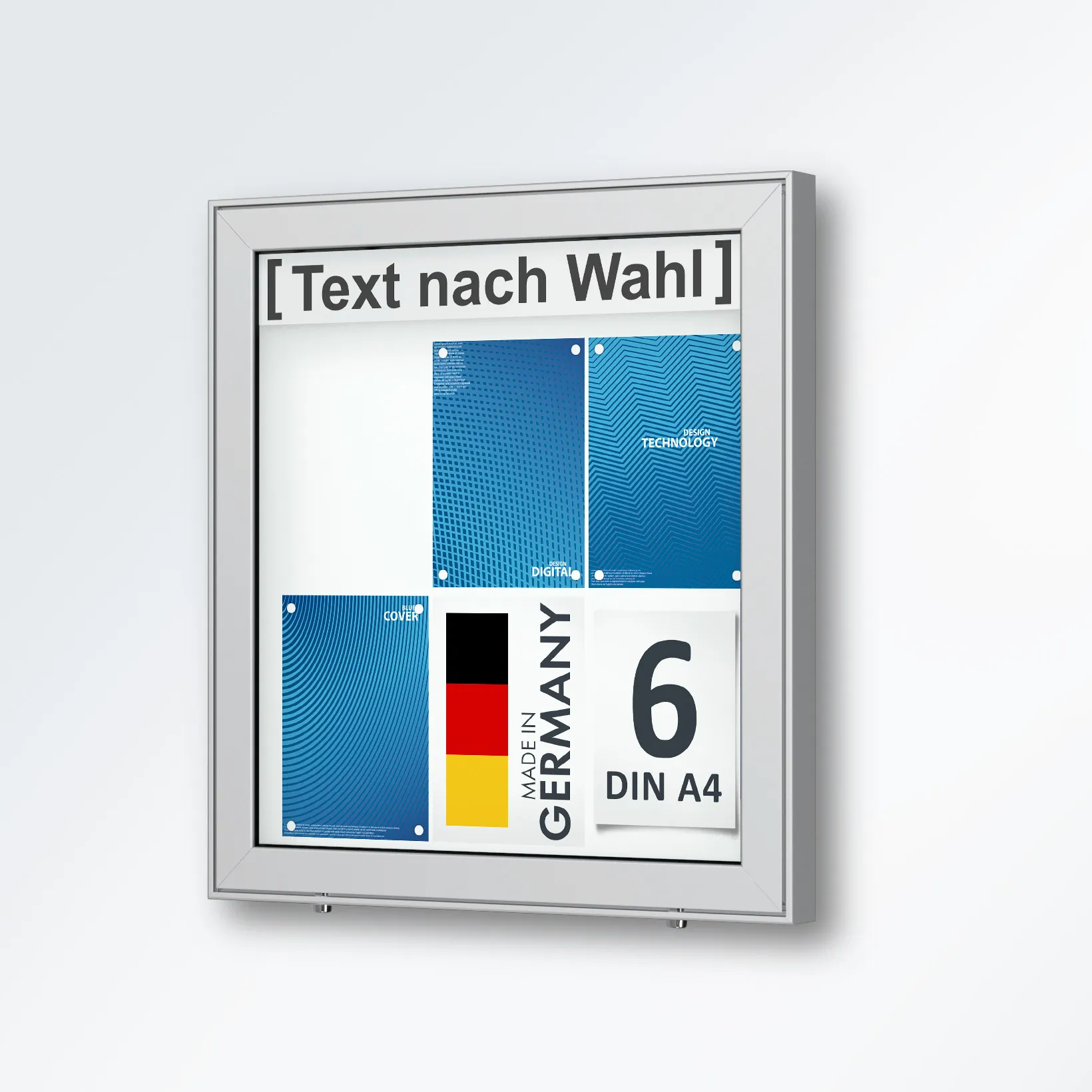 6 x DIN A4 Schaukasten Planus - Wandmontage