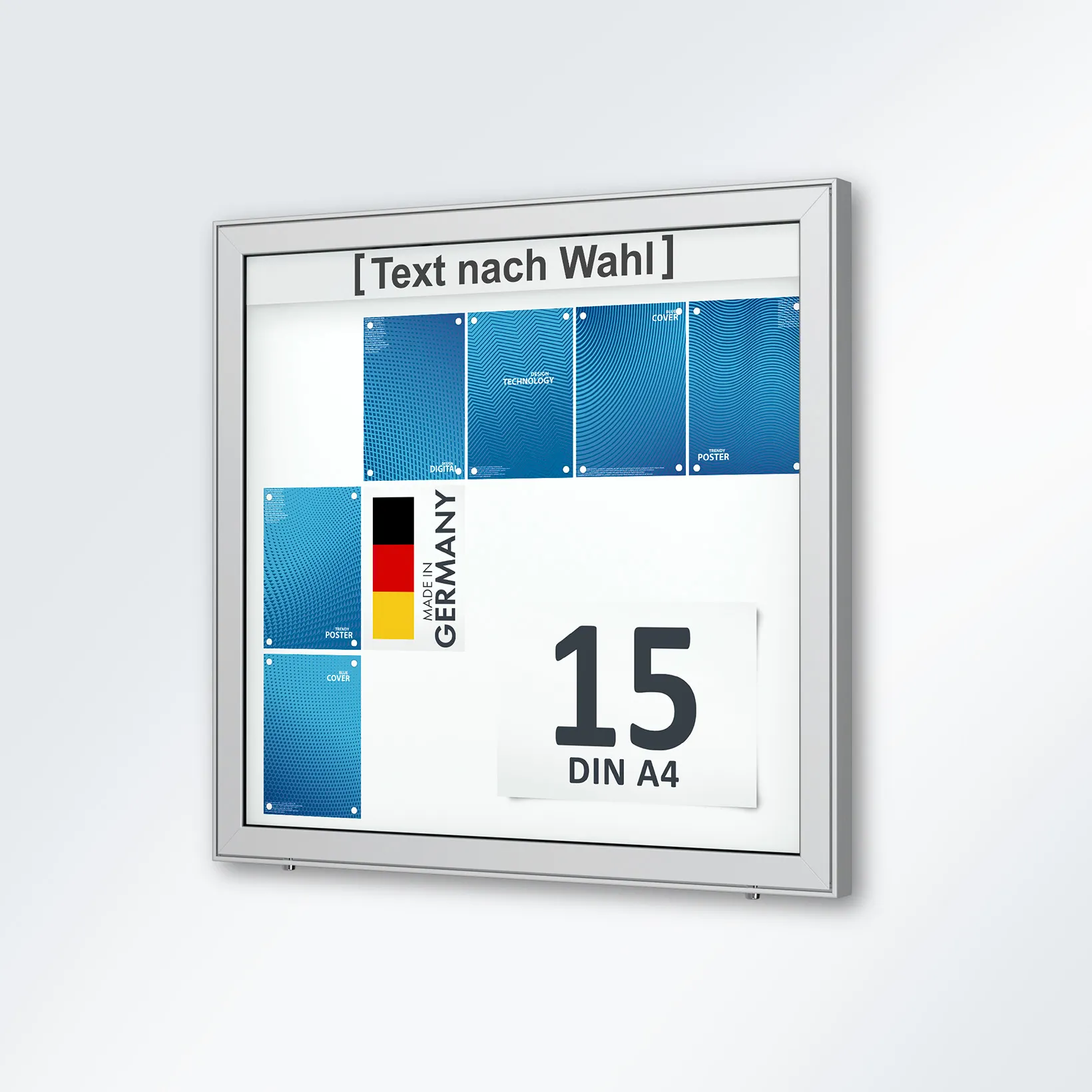 15 x DIN A4 Schaukasten Planus - Wandmontage